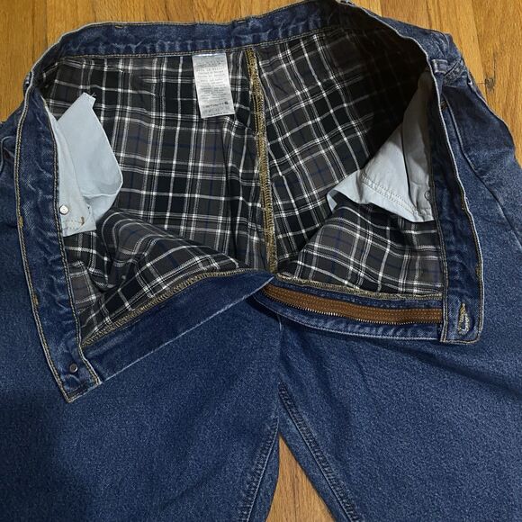 Men's Carhartt Relaxed Fit Denim Jeans Flannel Lined 46x30 Extra Warm Workwear - Picture 1 of 16